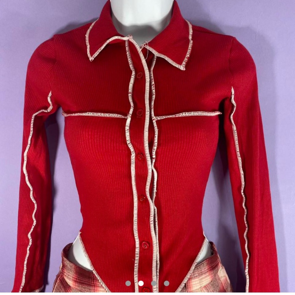 Contrast Topstitched Shirt